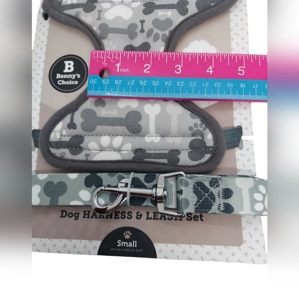 Benny's Choice Gray Dog Harness & Leash Set Size Snall NWT - Picture 3 of 4